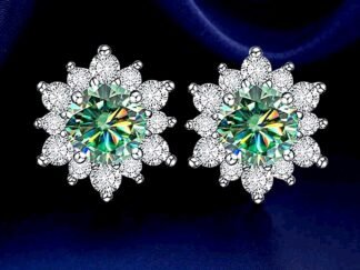 Blue-Green Rainbow Moissanite Earings