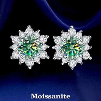 Blue-Green Rainbow Moissanite Earings