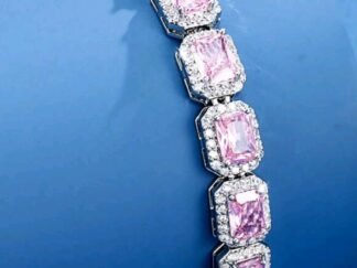 Pink Zirconia White Gold Plated Bracelet