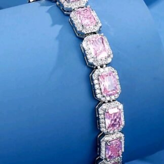 Pink Zirconia White Gold Plated Bracelet